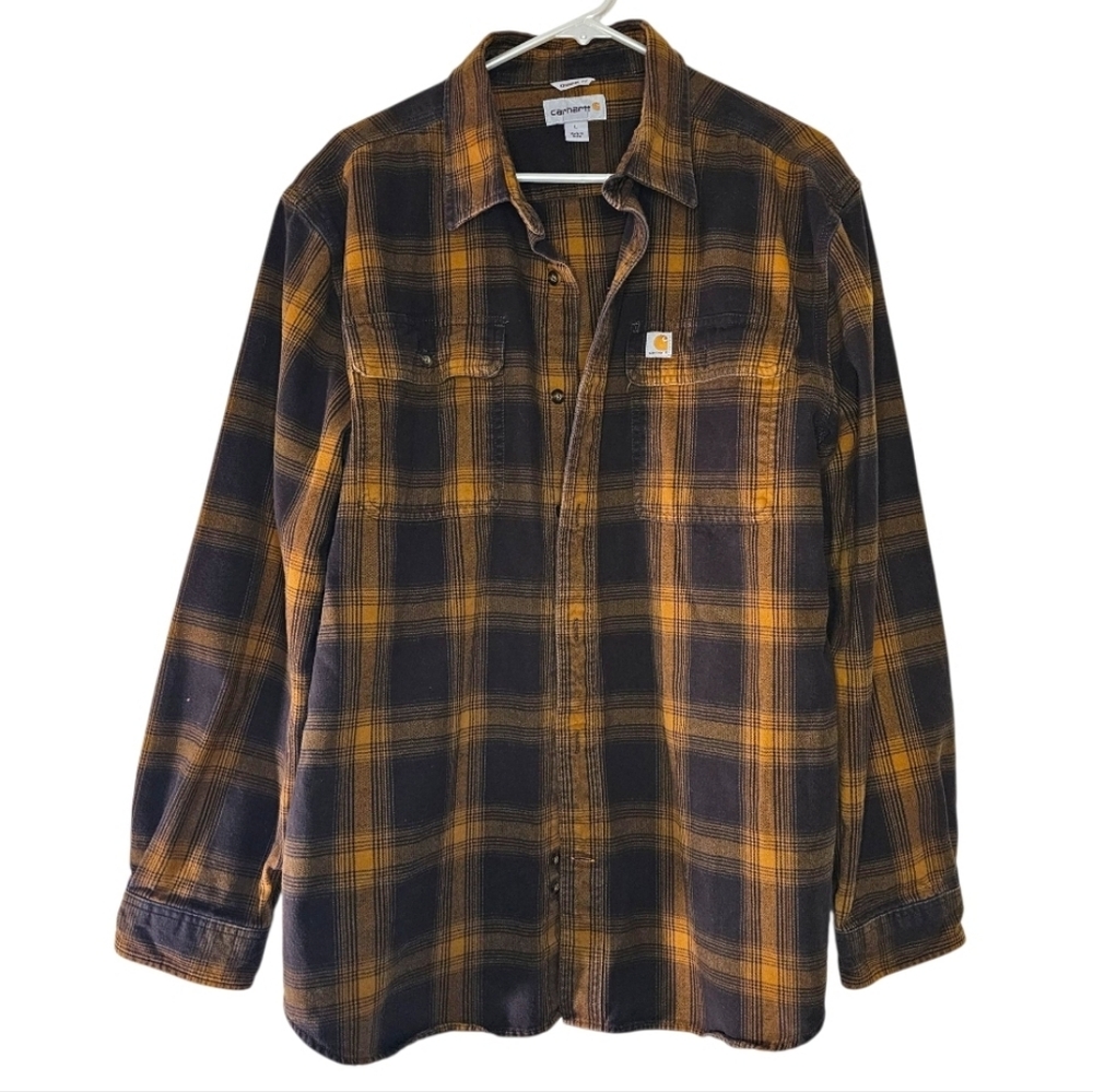 Carhartt Original Fit Plaid Flannel Button Down Shirt Sz L - Picture 1 of 9